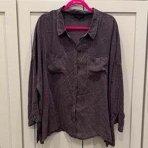 Maven West Charcoal Gray Shirt Silky Sz Large